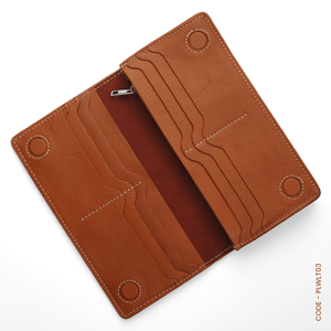 GENUINE LEATHER LONG WALLET STYLE-02 CAMEL - OUBD