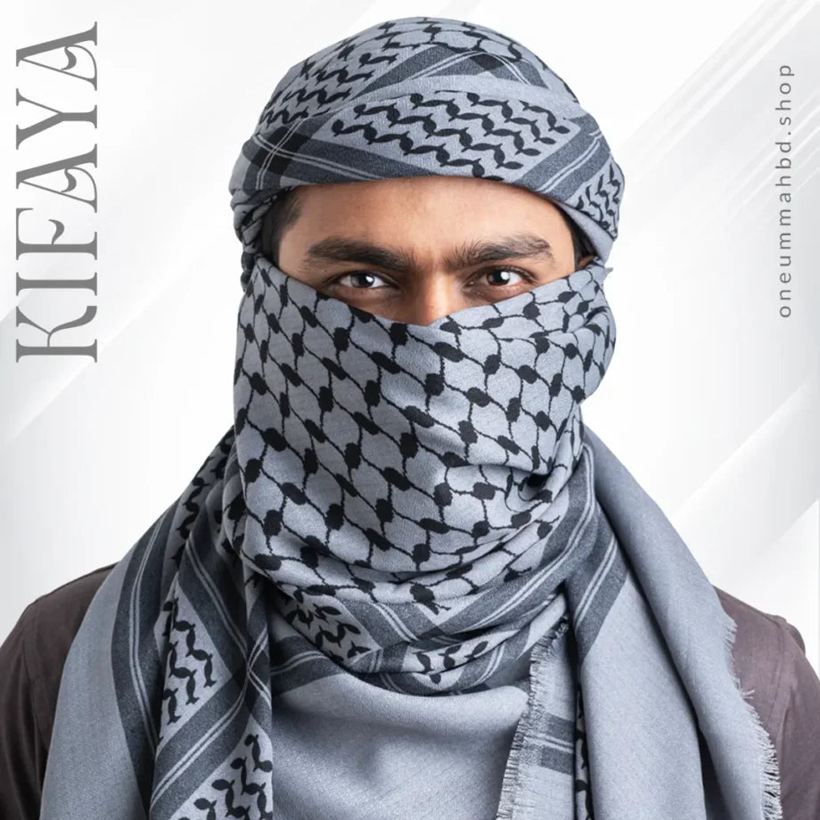 MENS PALESTINE STYLE KIFAYA - DARK GRAY - 