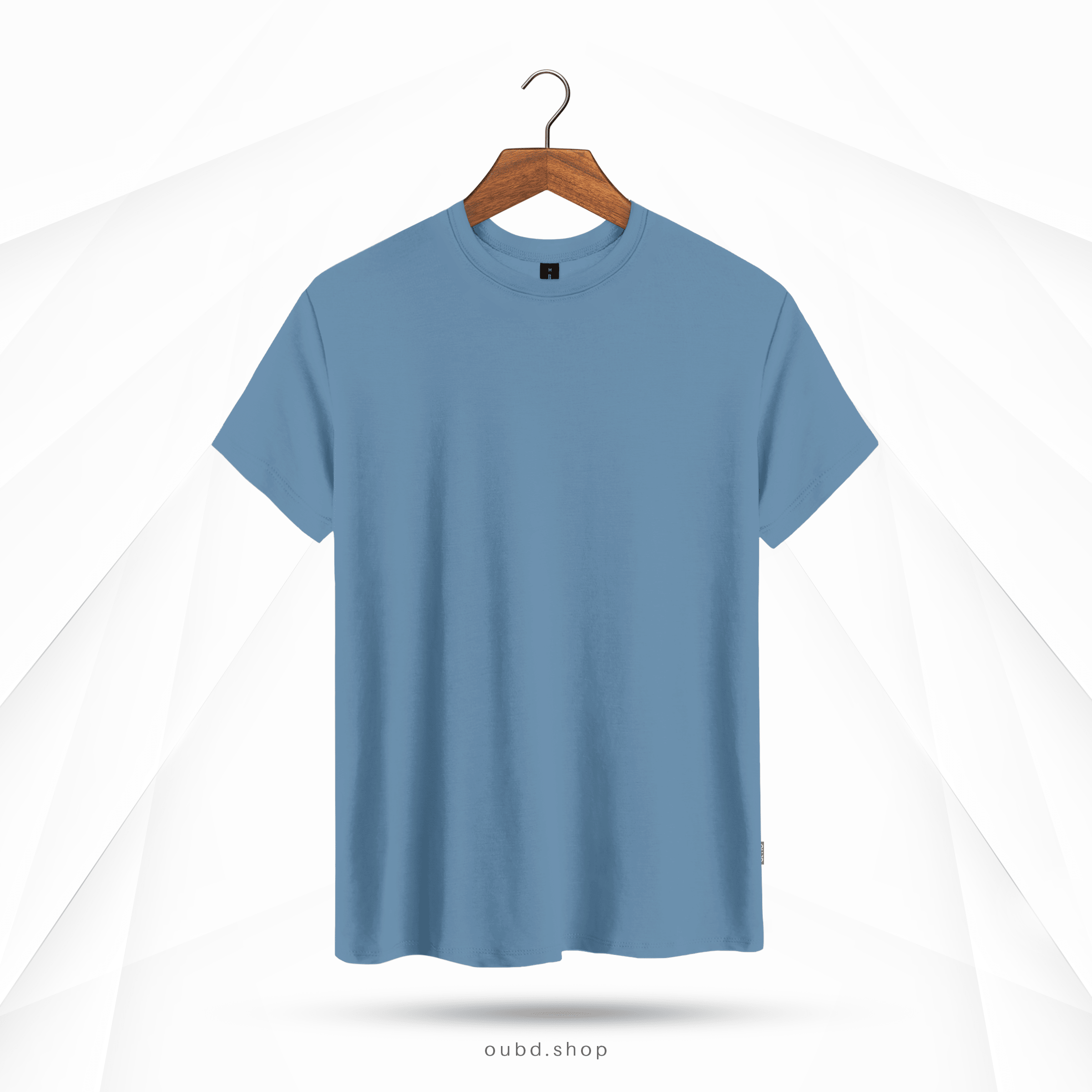 MENS SOLID CLASSIC T-SHIRT STONE BLUE - OUBD