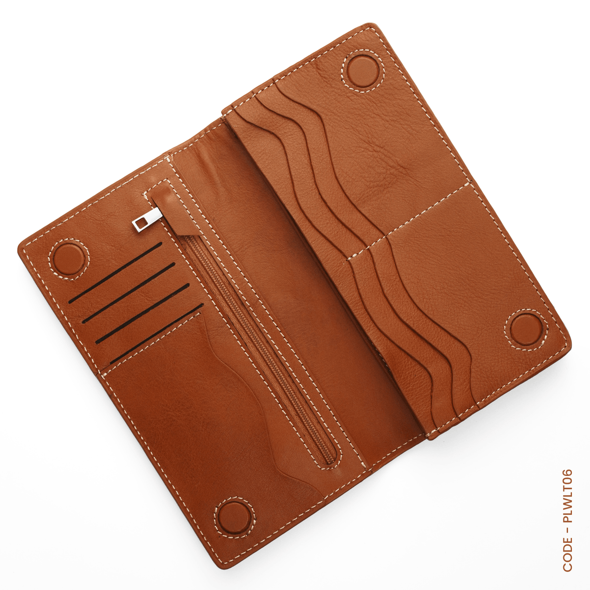 GENUINE LEATHER LONG WALLET STYLE-03 CAMEL - OUBD