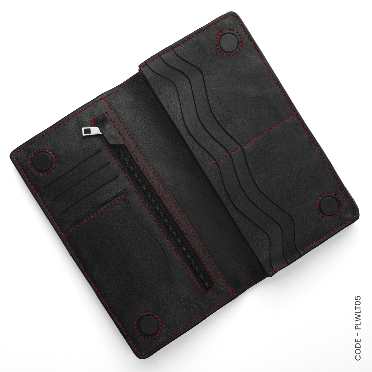 GENUINE LEATHER LONG WALLET STYLE-02 BLACK - OUBD