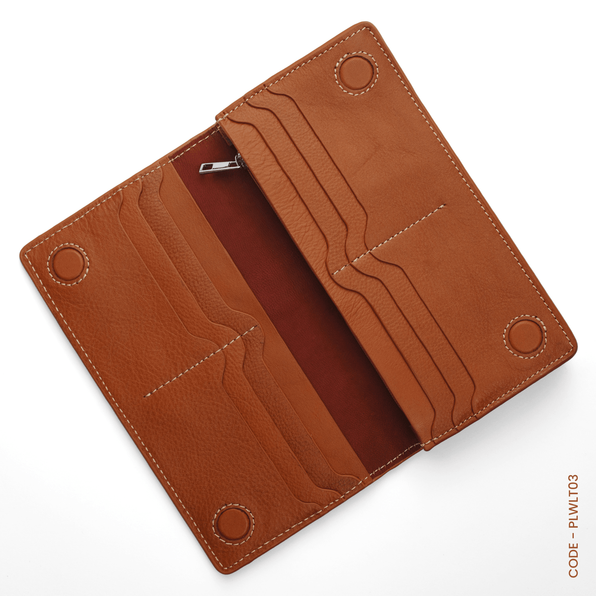 GENUINE LEATHER LONG WALLET STYLE-02 CAMEL - OUBD
