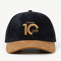 SPECIAL SUEDE VISOR CAP - GLORIOUS 10 YEARS BLACK & BROWN