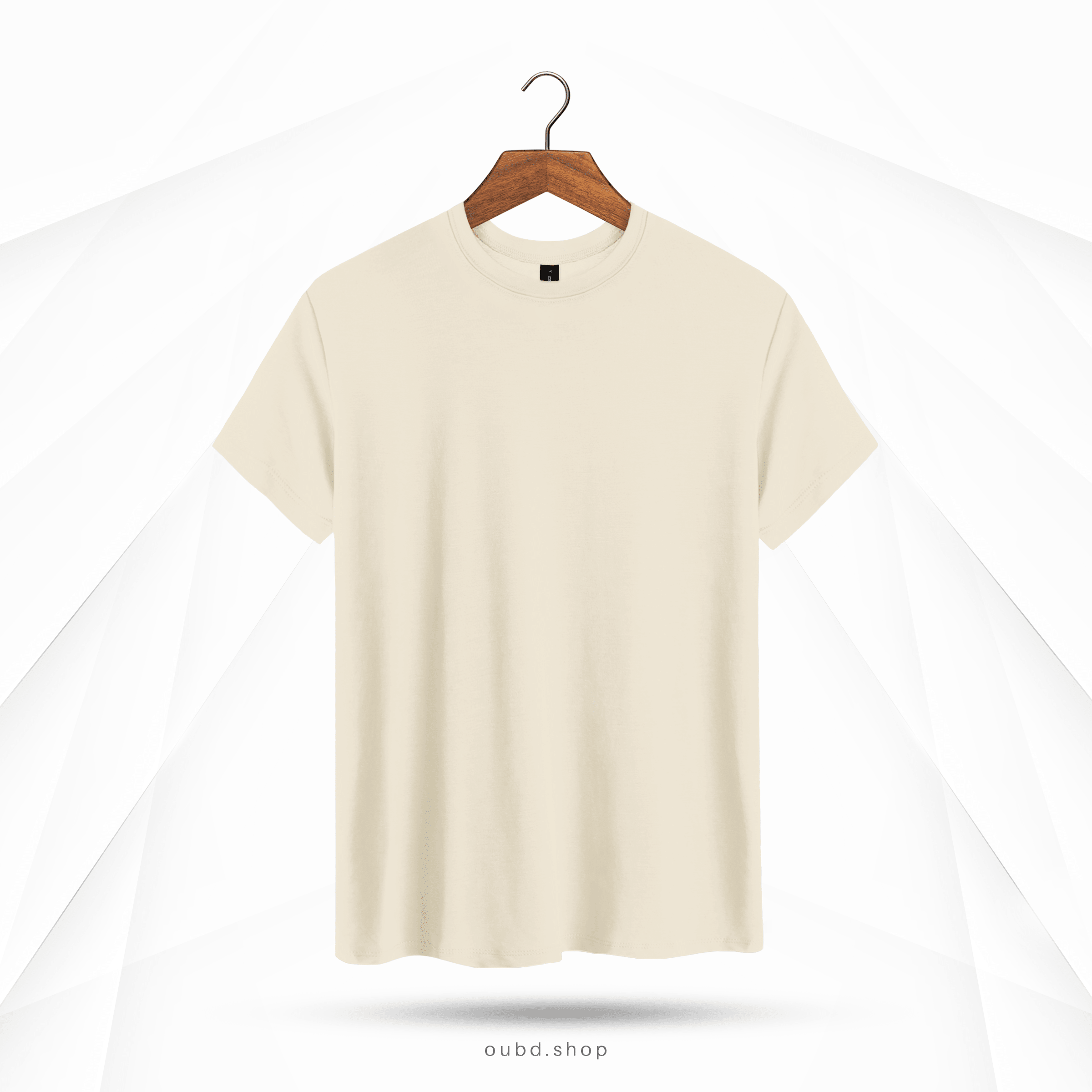 MENS SOLID CLASSIC T-SHIRT LIGHT CREAM - OUBD